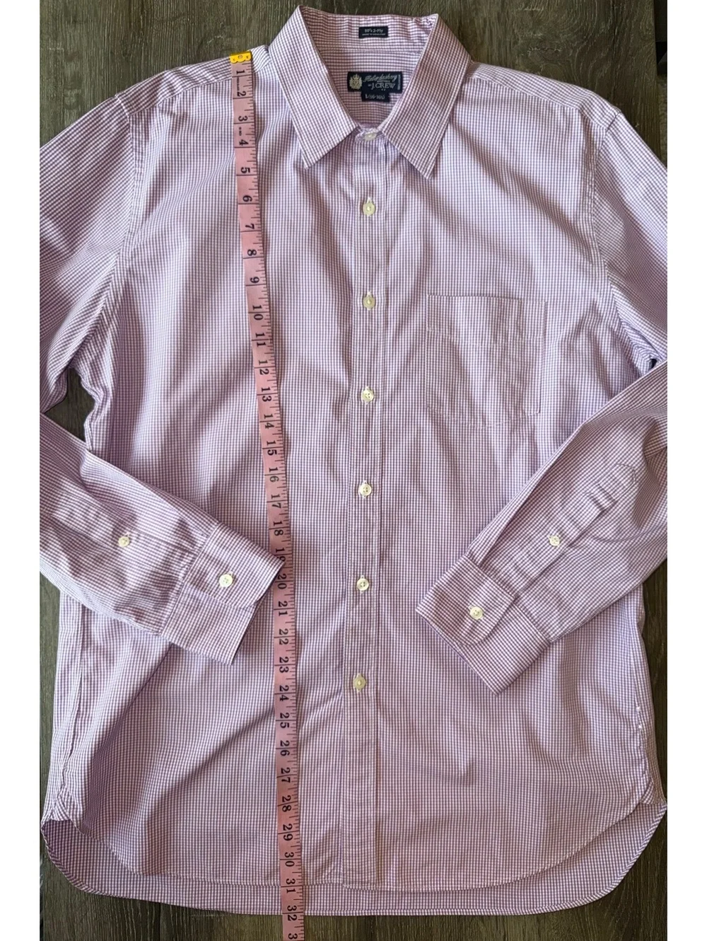 J.Crew Haberdashery 80’s 2-Ply Men’s L 16-16.5 Purple Gingham Check Dress Shirt